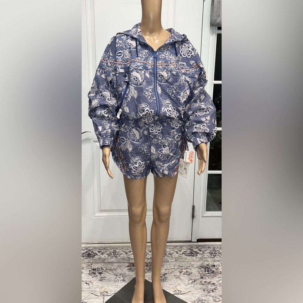 Freepeople 2 Piece Hooded Zip UP and Short Set